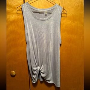 Zella acticewear long tank top, twist front, grey purple